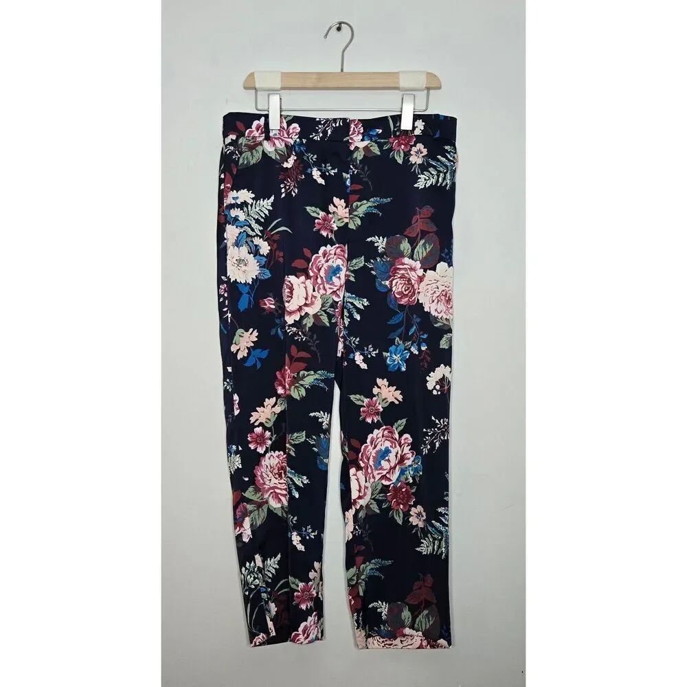 Loft Floral PantsβSize 8 Navy Flowers Trousers Work Office Pretty